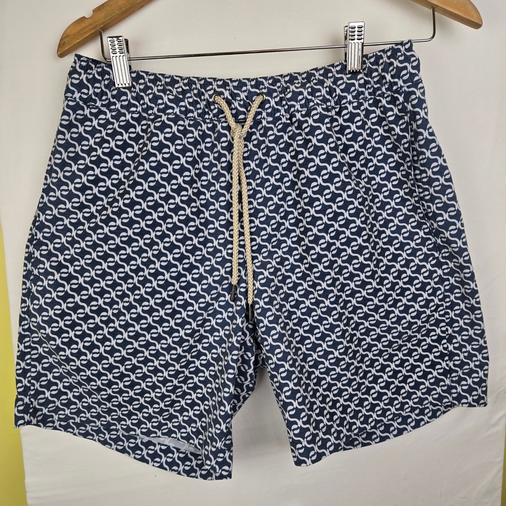 Fair Harbor Mens Swim Trunks Bayberry Geometric Print Size M